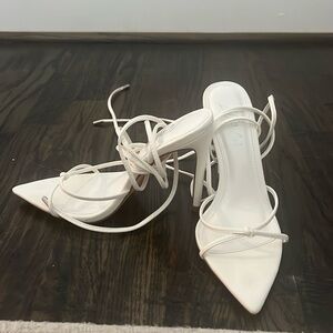 White strappy heels size 7 - never worn!